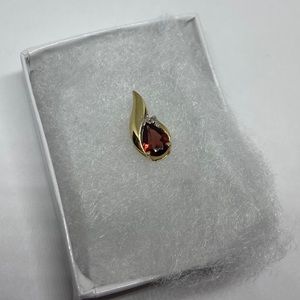 Solid real 14kt Yellow Gold Colored Stone Pendant